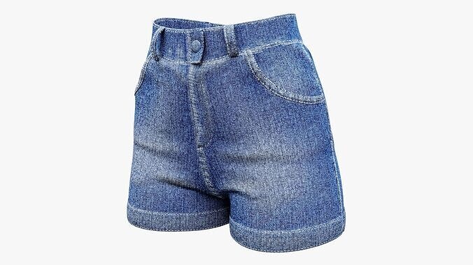 Womens Denim Short Low-poly 3D model