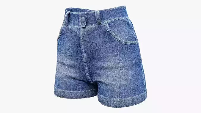 Womens Denim Short Low-poly 3D model