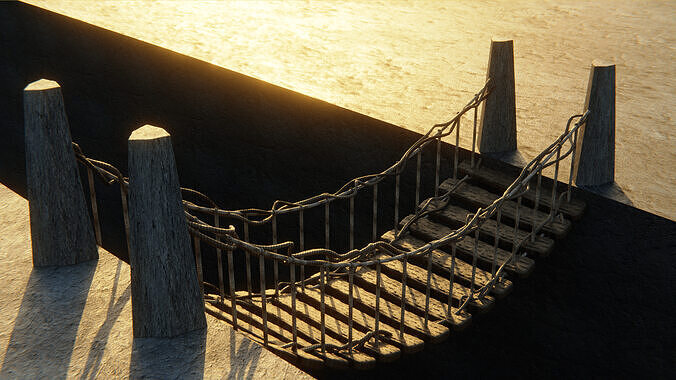 Wooden Bridge - Procedural Free low-poly 3D model
