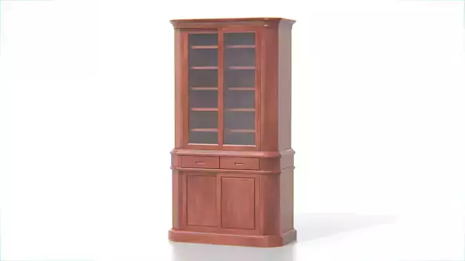 Antique Wooden Display Cabinet 03 Low-poly 3D model