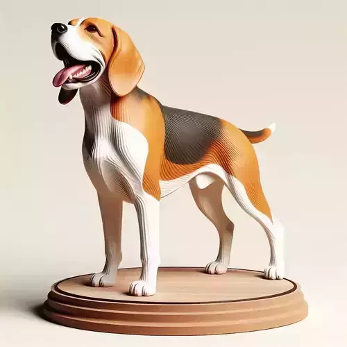 927 Color 3D Model of a Laughing  Beagle  Dog   pug