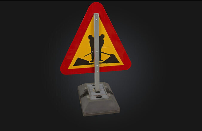 Roadwork Ahead Sign Warning Traffic Sign Model 3D model