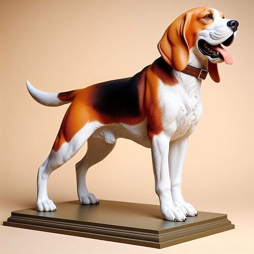 928 Color 3D Model of a Laughing  Beagle Dog   pug 3D print model