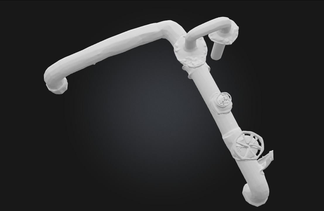 Rusty Industrial Pipe System Aged Utility Network 3D model_9