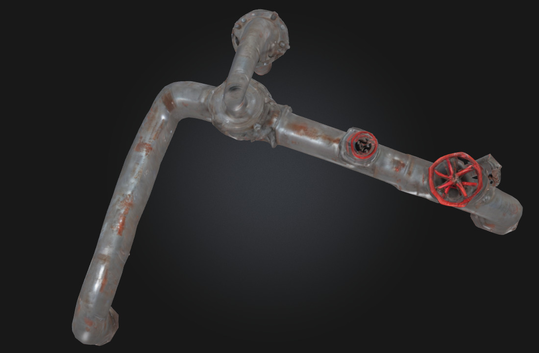 Rusty Industrial Pipe System Aged Utility Network 3D model_4