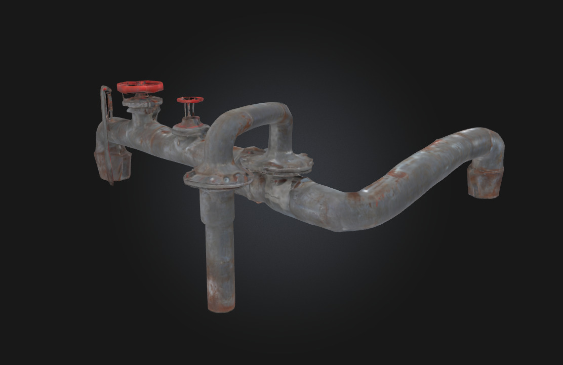 Rusty Industrial Pipe System Aged Utility Network 3D model_3