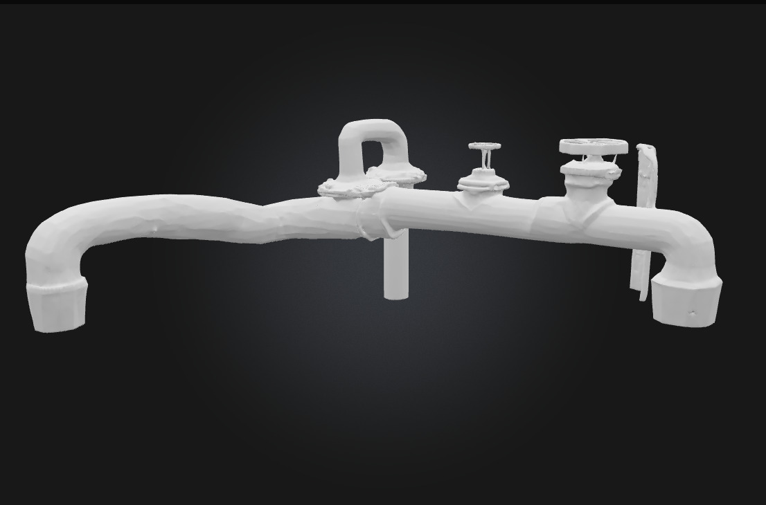 Rusty Industrial Pipe System Aged Utility Network 3D model_6