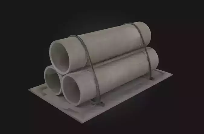 Concrete Pipe Stack Construction Site Prop 3D model