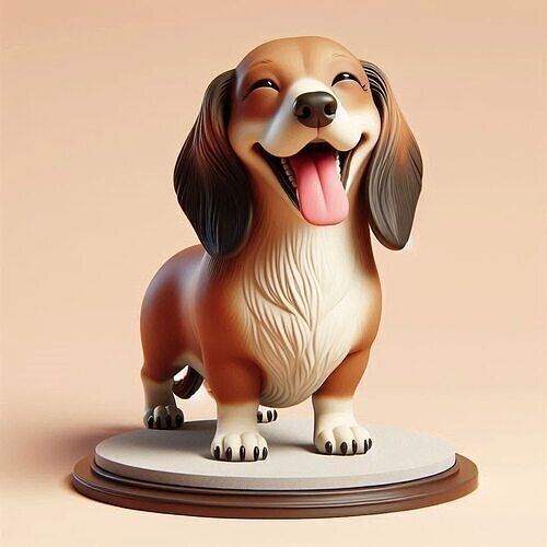 929 Laughing Dachshund Colorful 3D Printed Ivory Style 3D print model