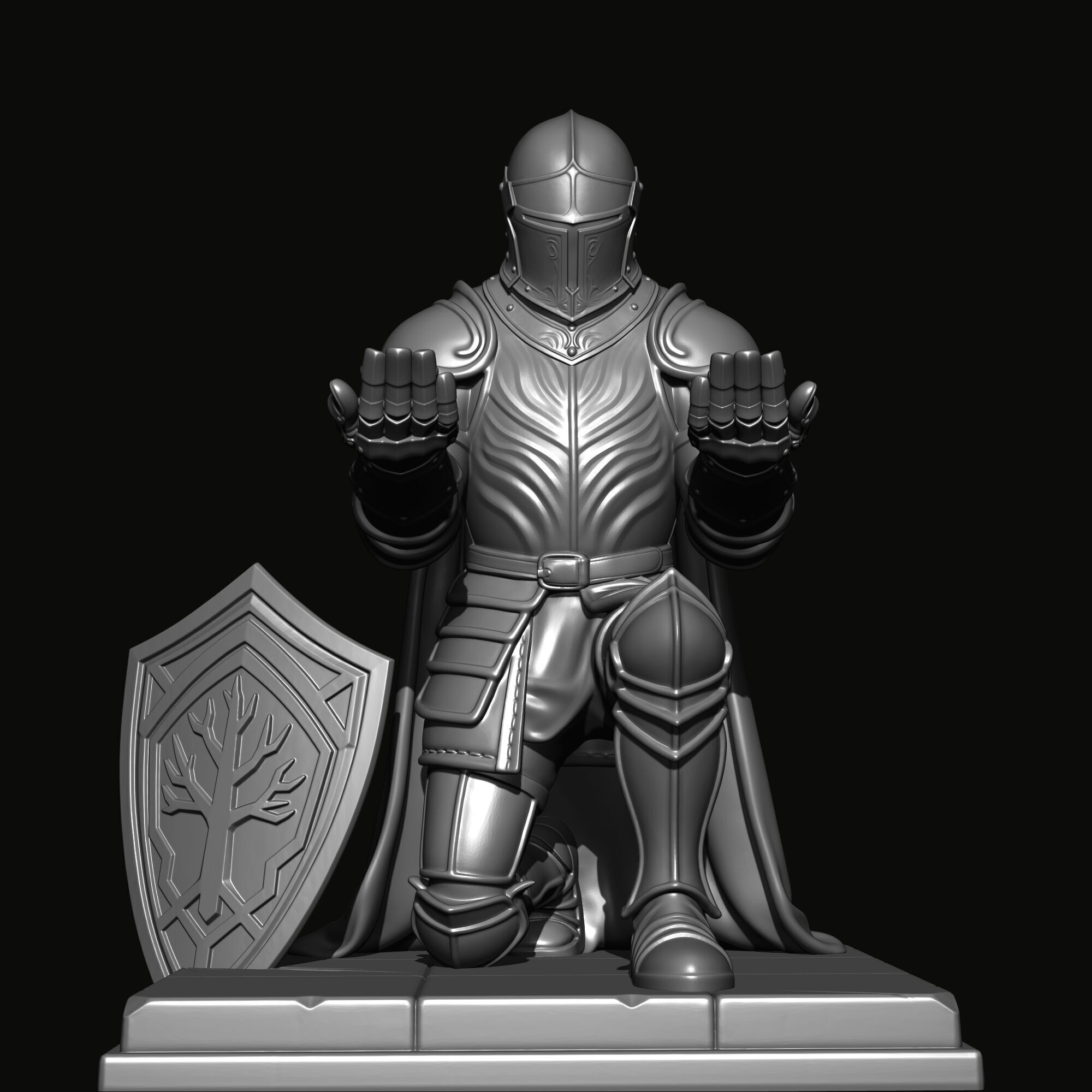 Medieval Knight Pen Holder  Decorative Figure 3D print model_9