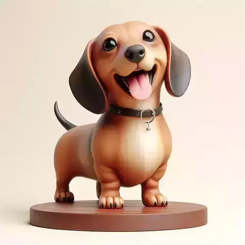 930 Laughing Dachshund Colorful 3D Printed Ivory Style