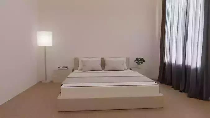 Minimalist Neutral-Toned Bedroom Interior