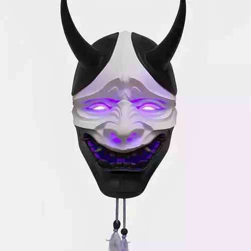  Japanese neon Cyberpunk Yokai Purple Nipponese mask toy