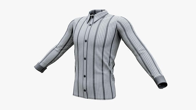 Mens Formal Shirt Low-poly 3D model