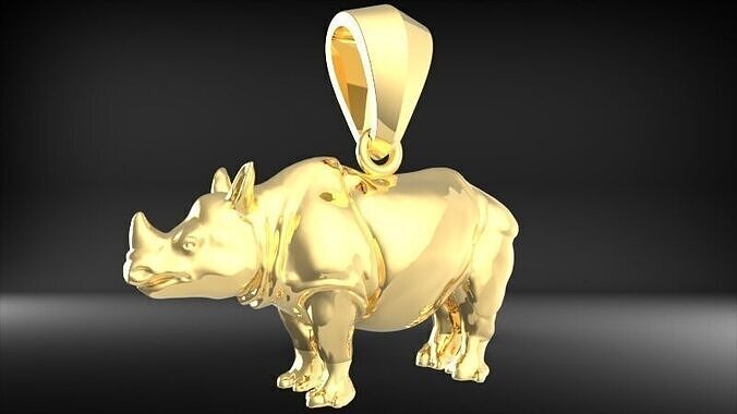 Rhino Pendant Necklace Charm Jewelry  3D print model