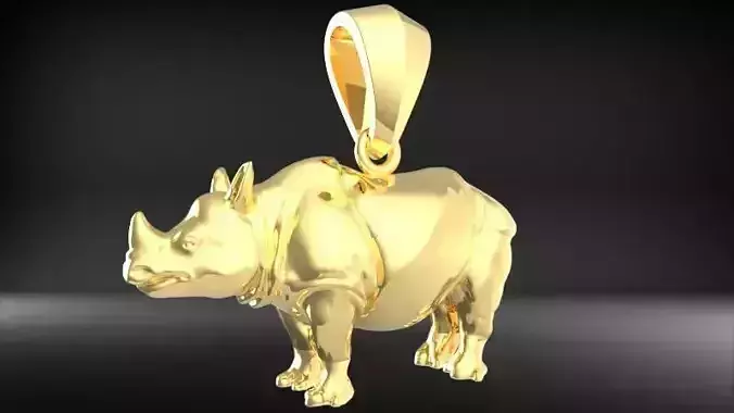 Rhino Pendant Necklace Charm Jewelry 