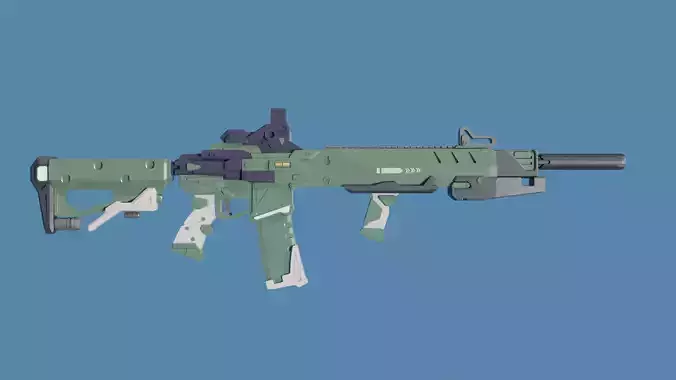 sub machine gun  Low-poly 3D model
