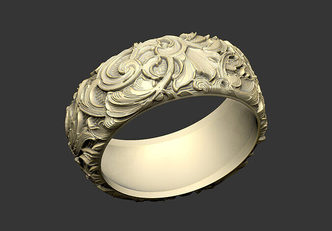 Pattern ring Luxury Queen expensive royal relief floral laser