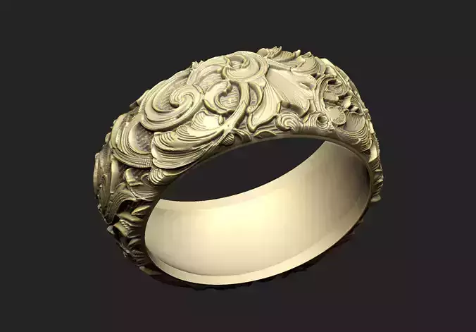Pattern ring Luxury Queen expensive royal relief floral laser