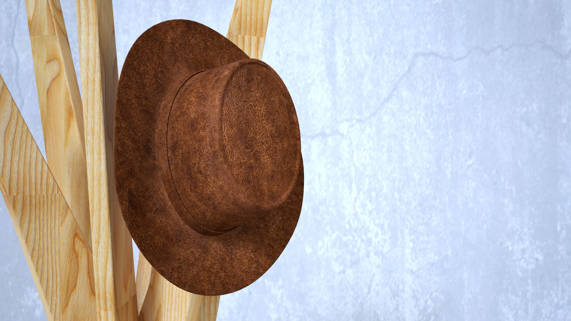 Cowboy hat with jackson coat and hat stand Low-poly 3D model_2