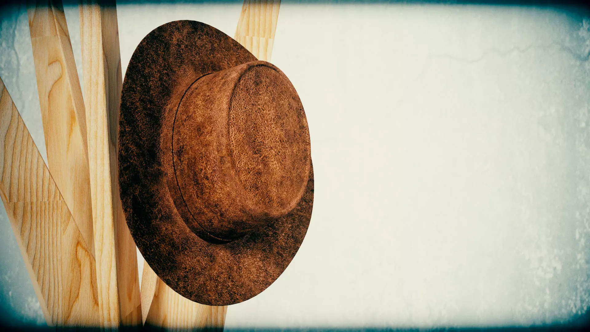 Cowboy hat with jackson coat and hat stand Low-poly 3D model_0