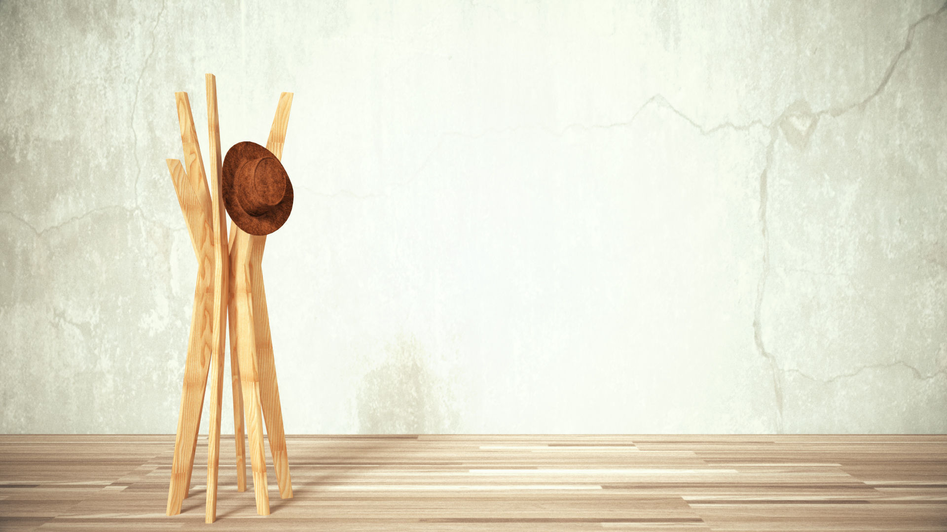 Cowboy hat with jackson coat and hat stand Low-poly 3D model_1