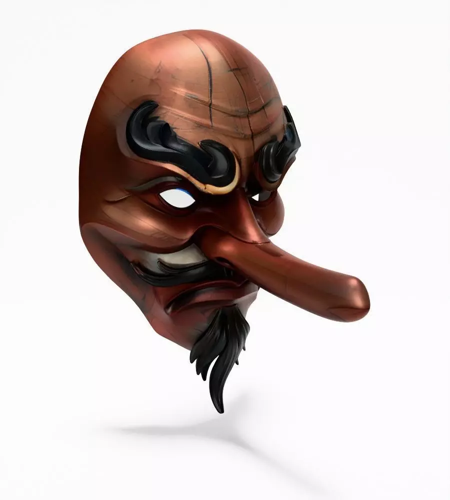 Japanese Karasu Tengu Daitengu Red Sage Nipponese mask toy 3D print model_20