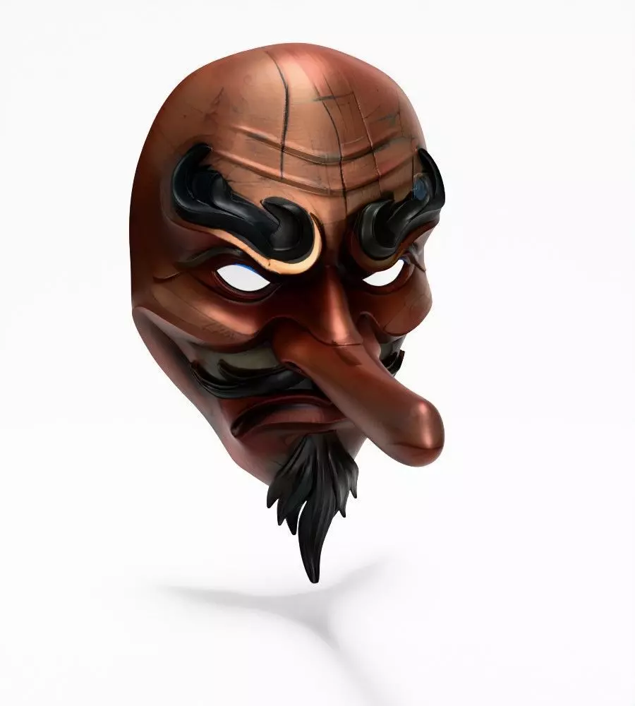 Japanese Karasu Tengu Daitengu Red Sage Nipponese mask toy 3D print model_21