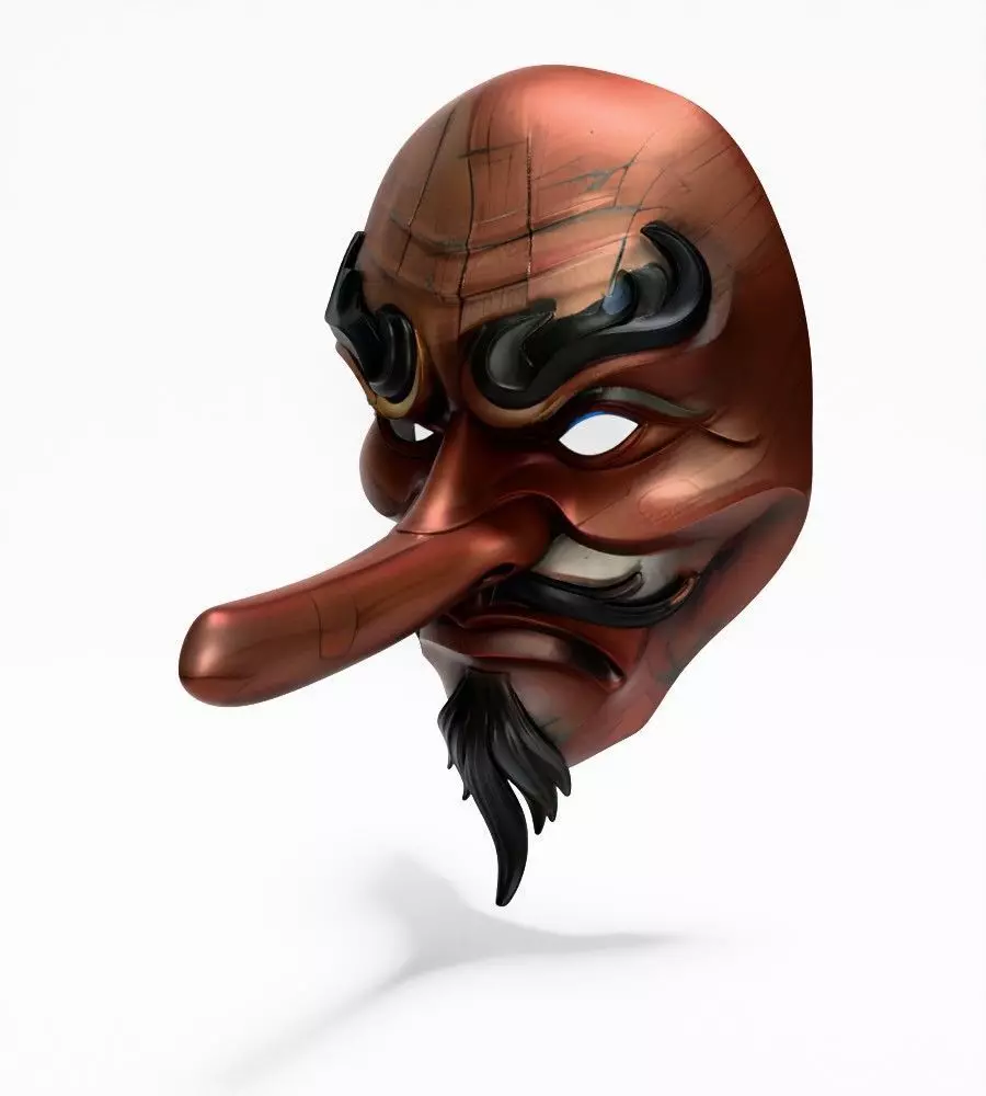 Japanese Karasu Tengu Daitengu Red Sage Nipponese mask toy 3D print model_3