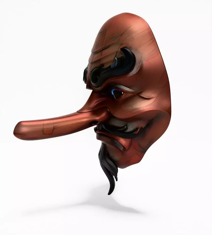 Japanese Karasu Tengu Daitengu Red Sage Nipponese mask toy 3D print model_5