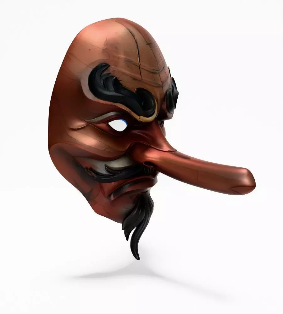 Japanese Karasu Tengu Daitengu Red Sage Nipponese mask toy 3D print model_19