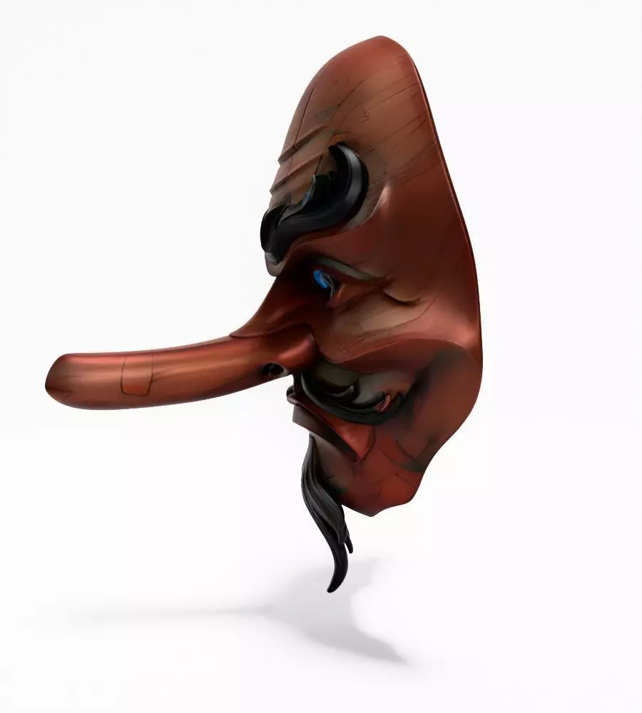 Japanese Karasu Tengu Daitengu Red Sage Nipponese mask toy 3D print model_6