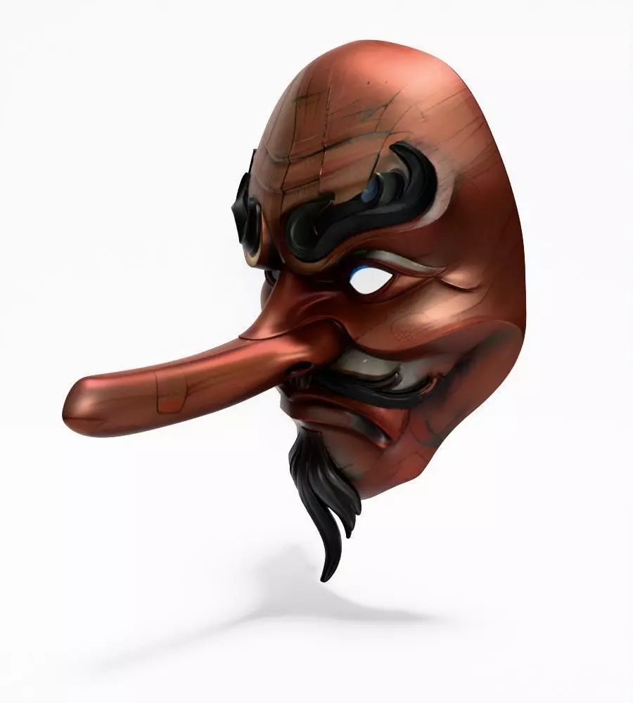 Japanese Karasu Tengu Daitengu Red Sage Nipponese mask toy 3D print model_4