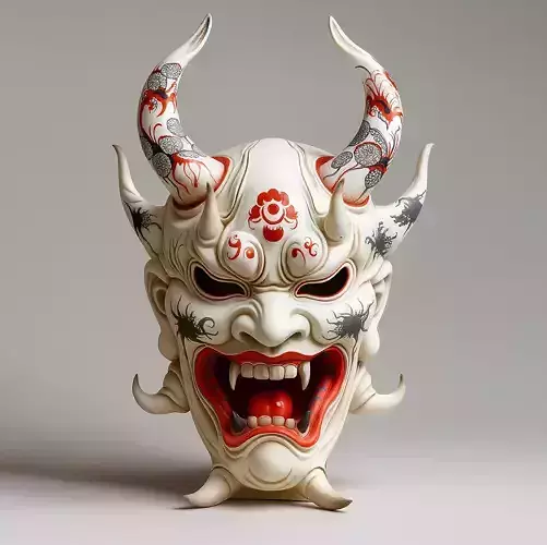 Japanese Oni Yokai Irezumi Ceremonial Divine  Nipponese mask toy 3D print model