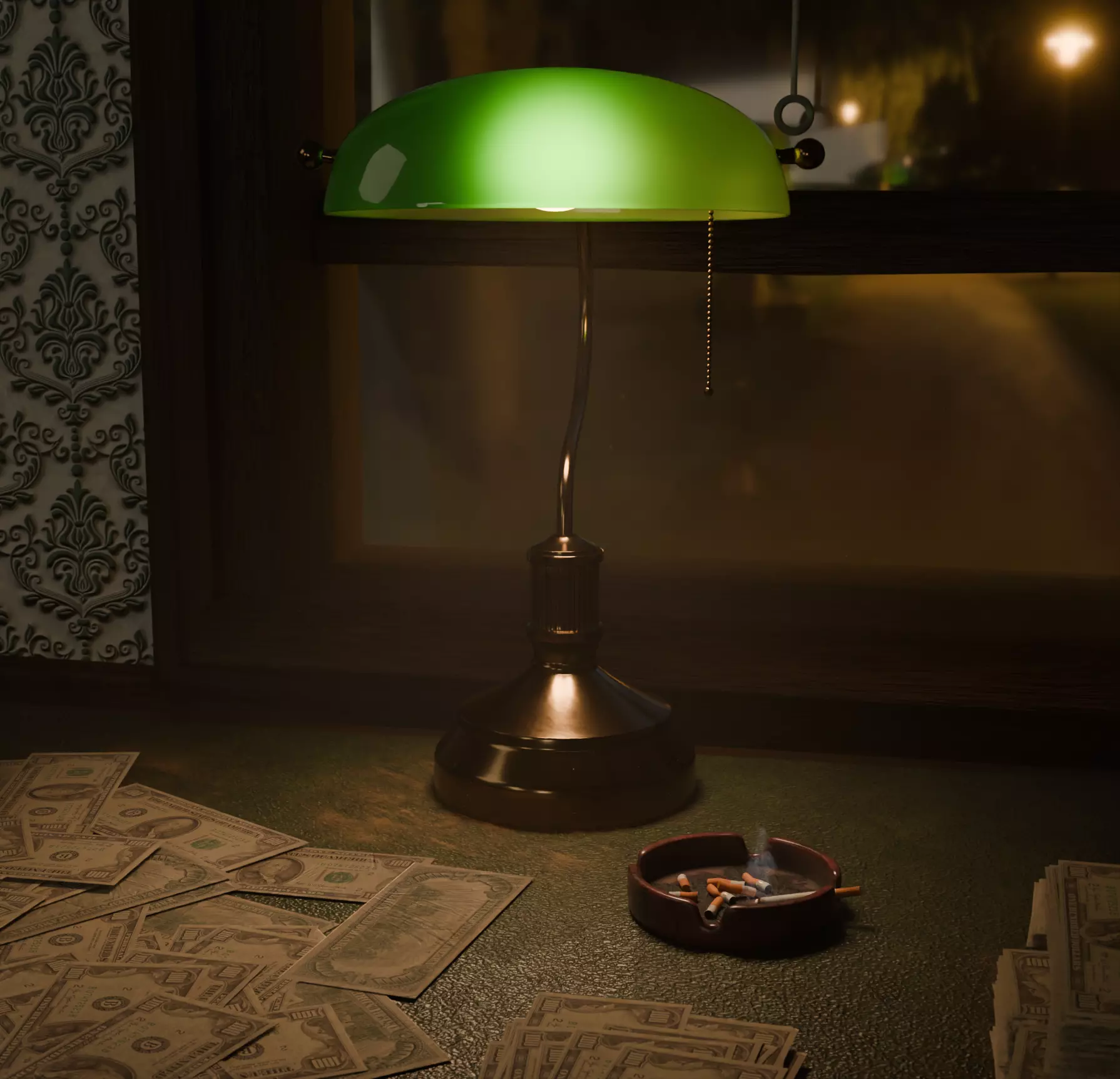 Antique Bankers Lamp 3D Model Low-poly 3D model_0