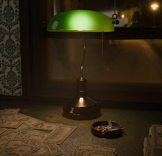 Antique Bankers Lamp 3D Model Low-poly 3D model
