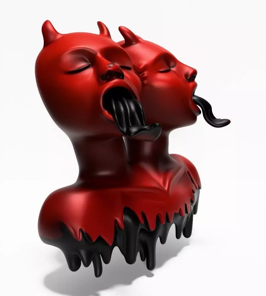 Japanese Oni Twins Black Tongue Nipponese drip mask toy 3D print model_19