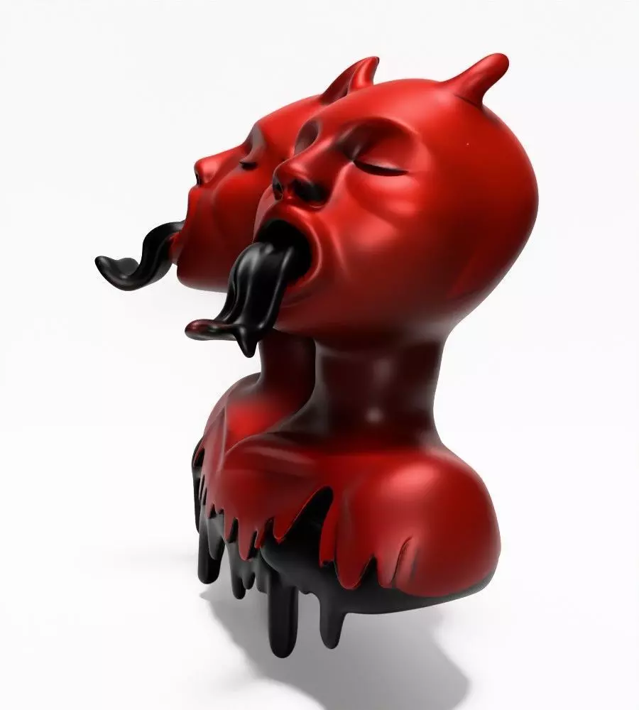 Japanese Oni Twins Black Tongue Nipponese drip mask toy 3D print model_5