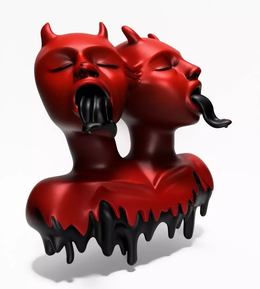 Japanese Oni Twins Black Tongue Nipponese drip mask toy 3D print model_20