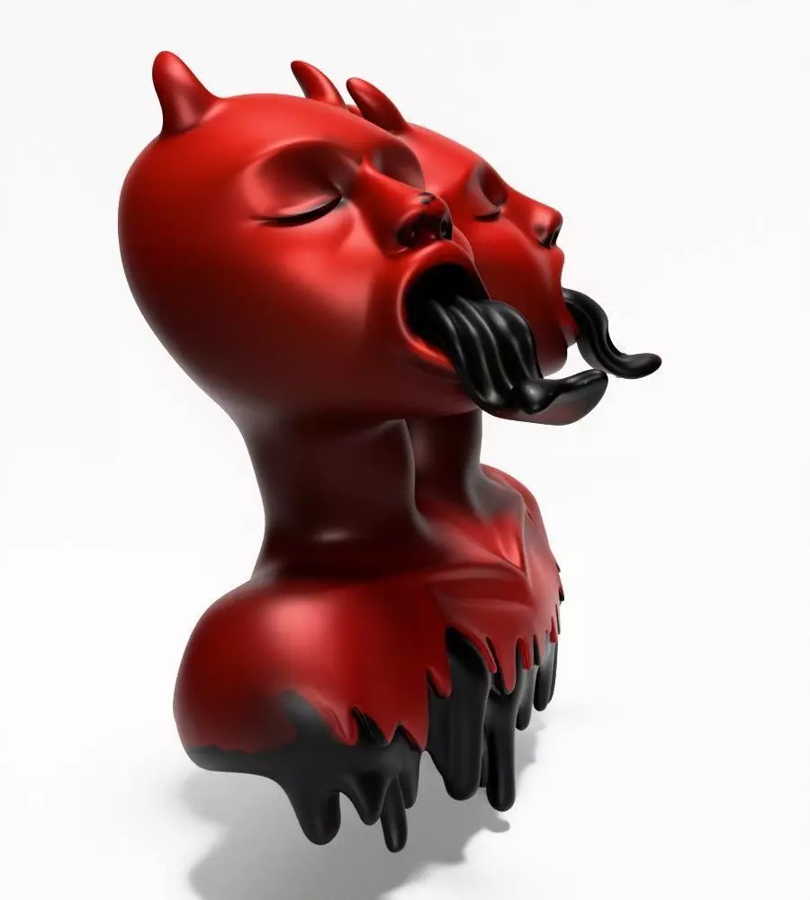 Japanese Oni Twins Black Tongue Nipponese drip mask toy 3D print model_18