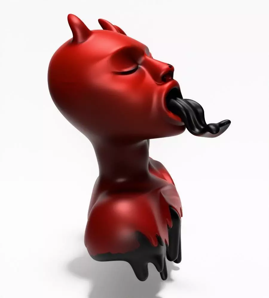 Japanese Oni Twins Black Tongue Nipponese drip mask toy 3D print model_17