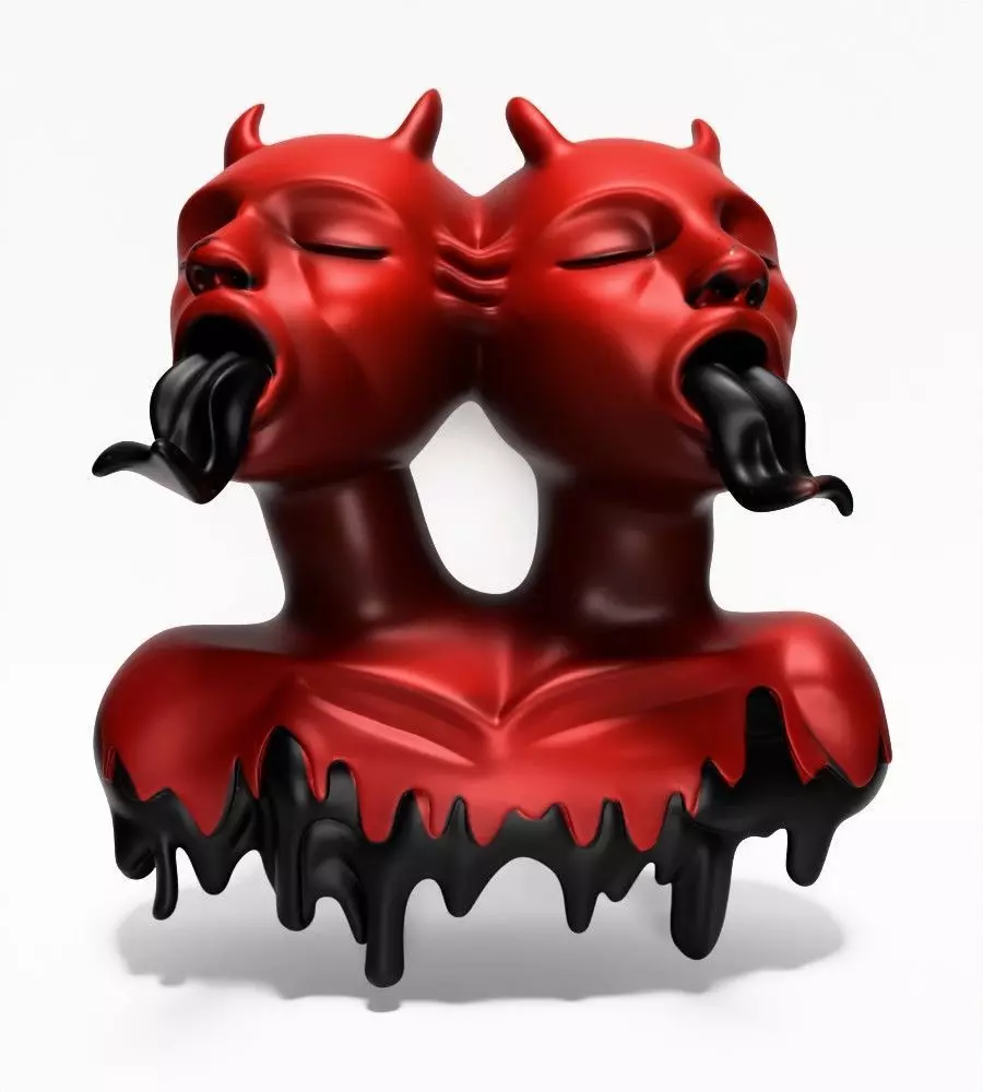 Japanese Oni Twins Black Tongue Nipponese drip mask toy 3D print model_22