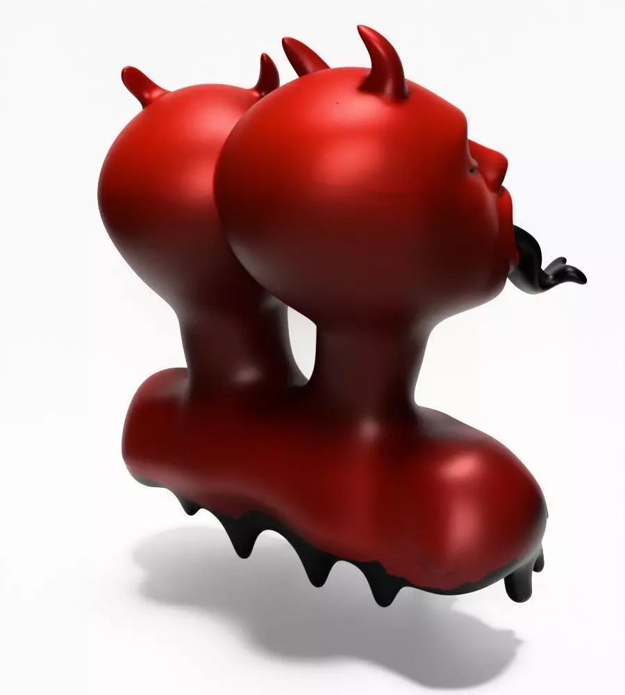 Japanese Oni Twins Black Tongue Nipponese drip mask toy 3D print model_14