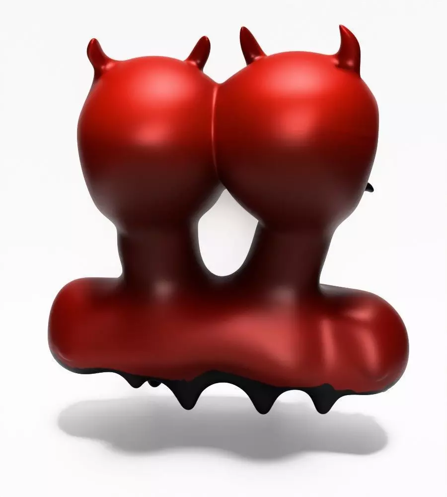 Japanese Oni Twins Black Tongue Nipponese drip mask toy 3D print model_12