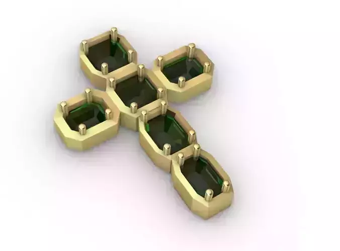 Emerald Cross Pendant - Dije de cruz con esmeraldas