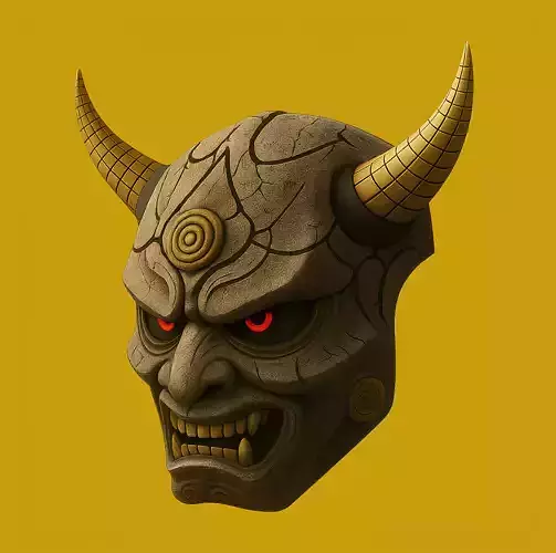 Japanese Oni Black Horn Nipponese mask toy