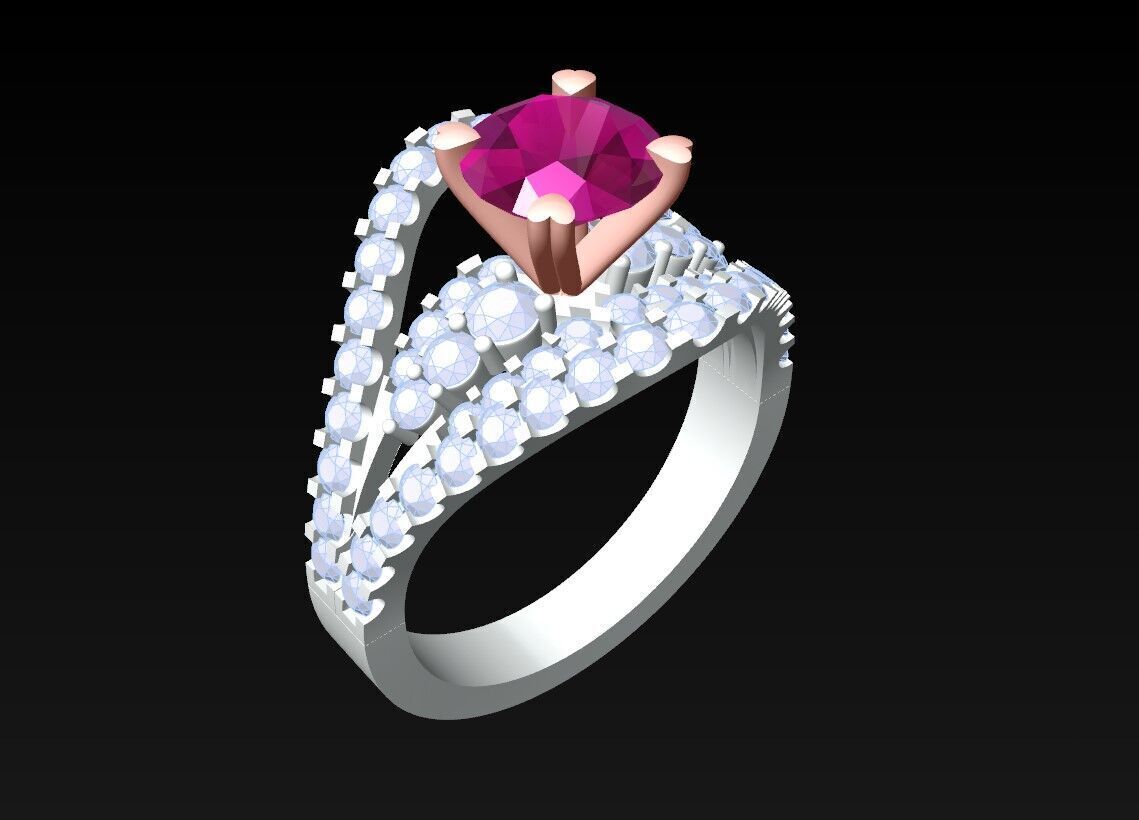 Diamond Ring - Womens Rings - N452 3D print model_3