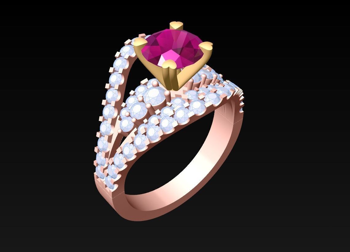 Diamond Ring - Womens Rings - N452 3D print model_1
