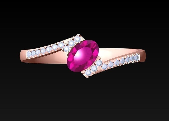 Oval stone ring - Womens  Rings - N719345 3D print model