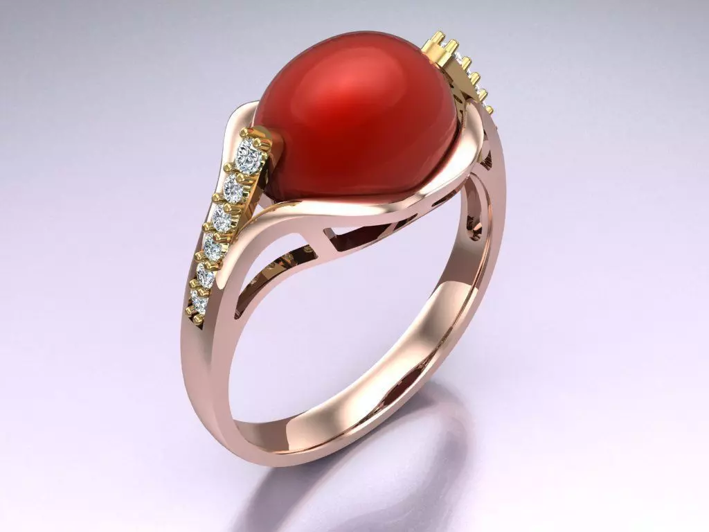 Oval stone ring - Womens Rings - N719421 3D print model